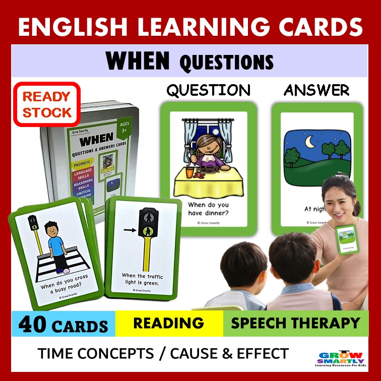 When WH Question English Flash Card For Kids Speech Therapy Speech ...