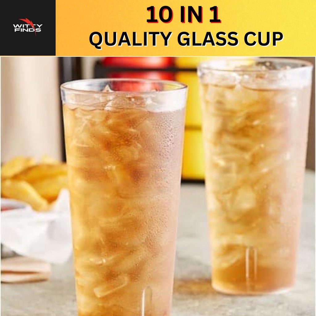 Wf 10pcs Plastic Glass 10oz Frosted Glass Baso Reusable Drinking Tumbler Jollibee Water Cup 9516