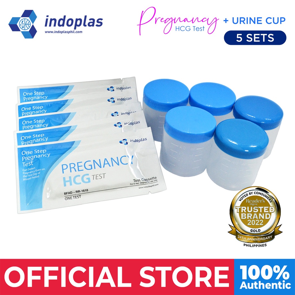 Indoplas Pregnancy Test Kit 5pcs - With 5pcs Urine Cup | Shopee Philippines