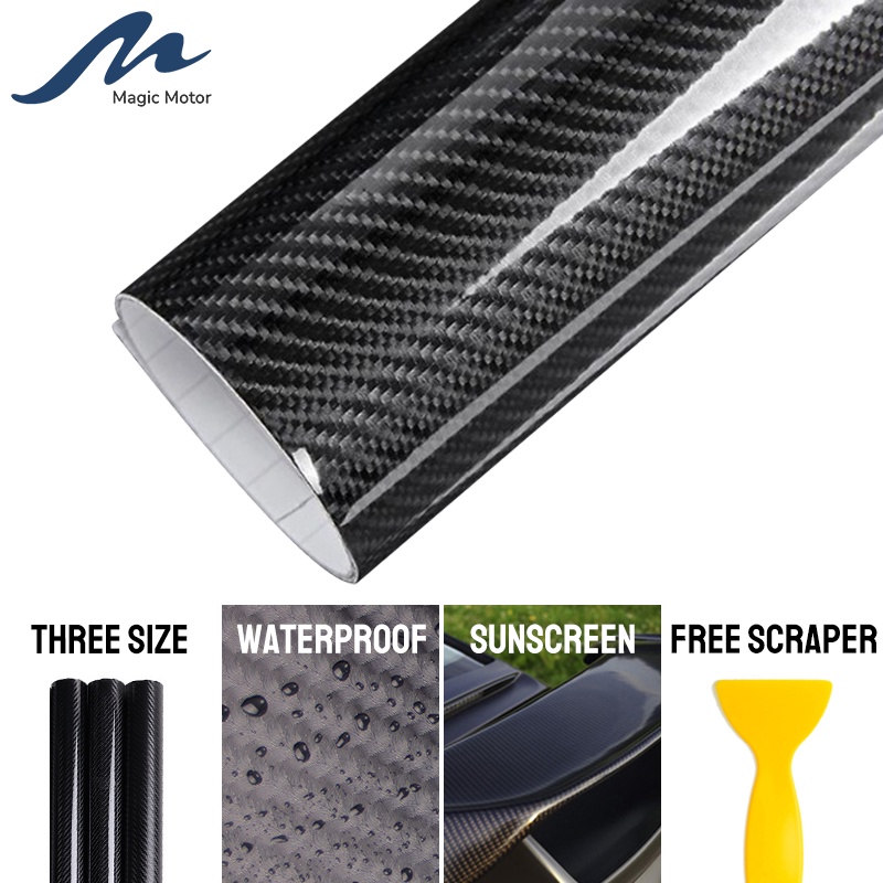 Free scraper Car 7D Carbon Fiber Sticker Waterproof Glossy Vinyl Roll ...