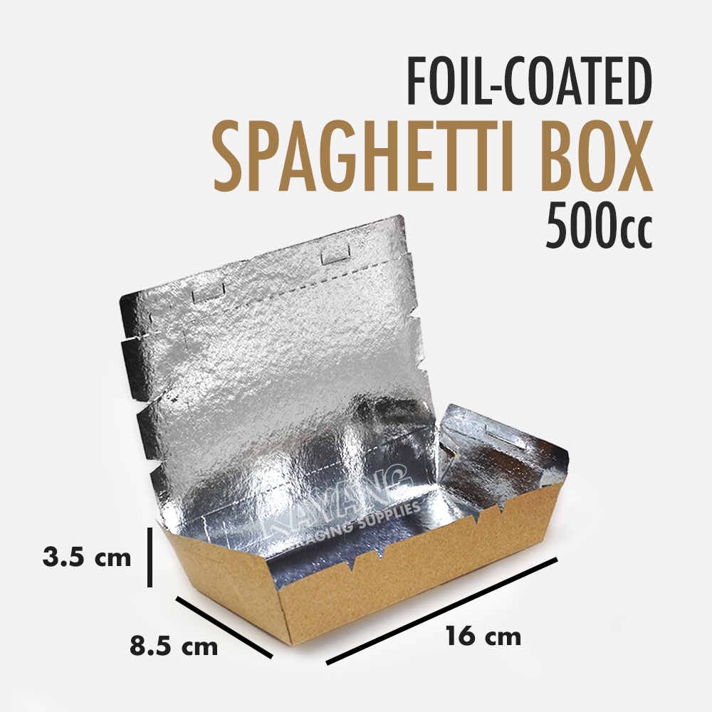 Spaghetti Takeout Box [25 pcs] Foilcoated Brown/Kraft 500cc Meal