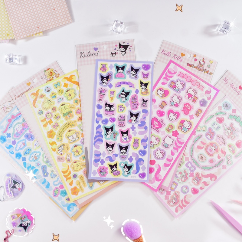 Sanrio Glitter Sticker Kuromi Melody Gooka Cartoon PVC Stickers DIY ...