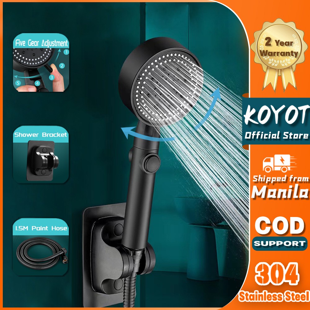 KOYOT 3 in 1 Black Shower Head with Hose Holder Set High Pressure ...