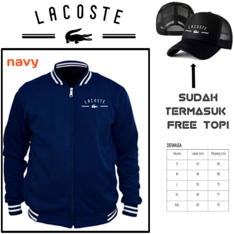 Lacoste sablon VARSITY BASEBALL Jacket+free Hat Jacket Made Of Thick ...