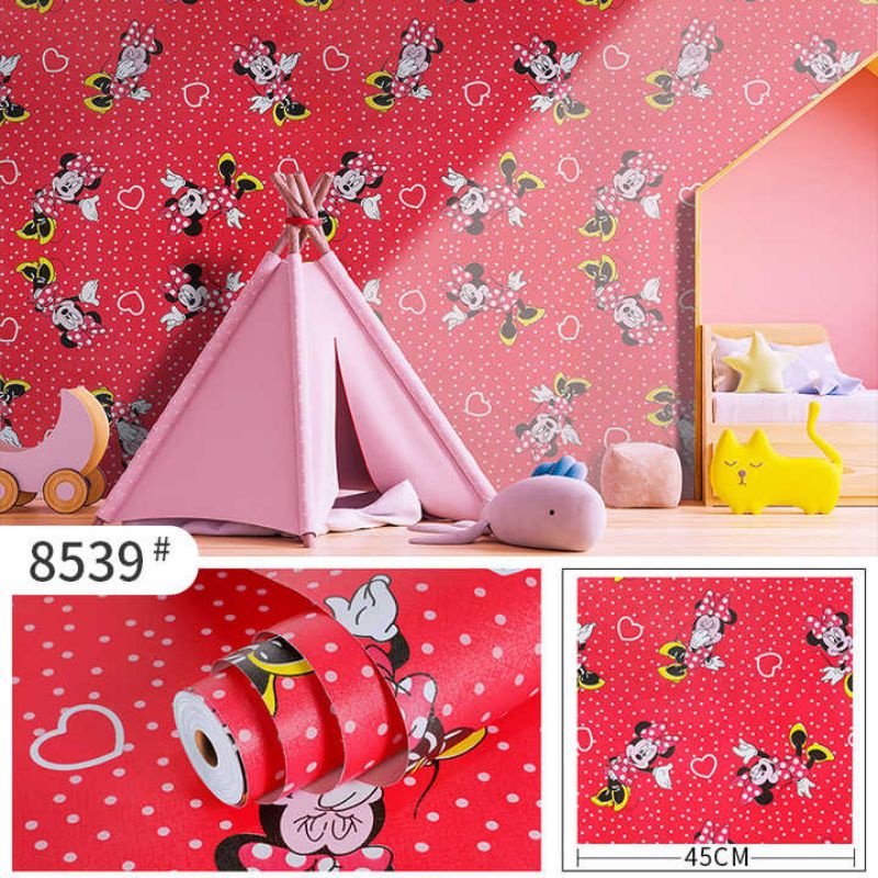 MERAH Wallpaper Sticker Wall Character Minnie Mouse Red Ribbon MICKEY