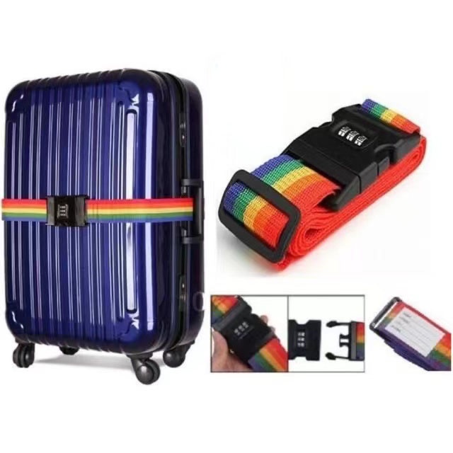 Rainbow Luggage Straps Travel Adjustable Bag Lashing Rope with Password ...