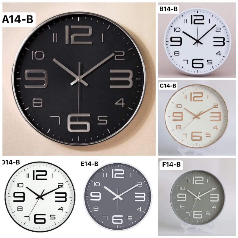 14 inch red Nordic Wall Clock Modern Design Transparent Glass ...