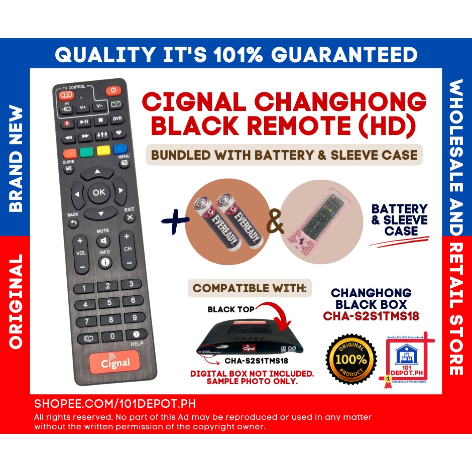 Cignal Remote Changhong BLACK MODEL HD +Battery & Sleeve Case | Shopee ...