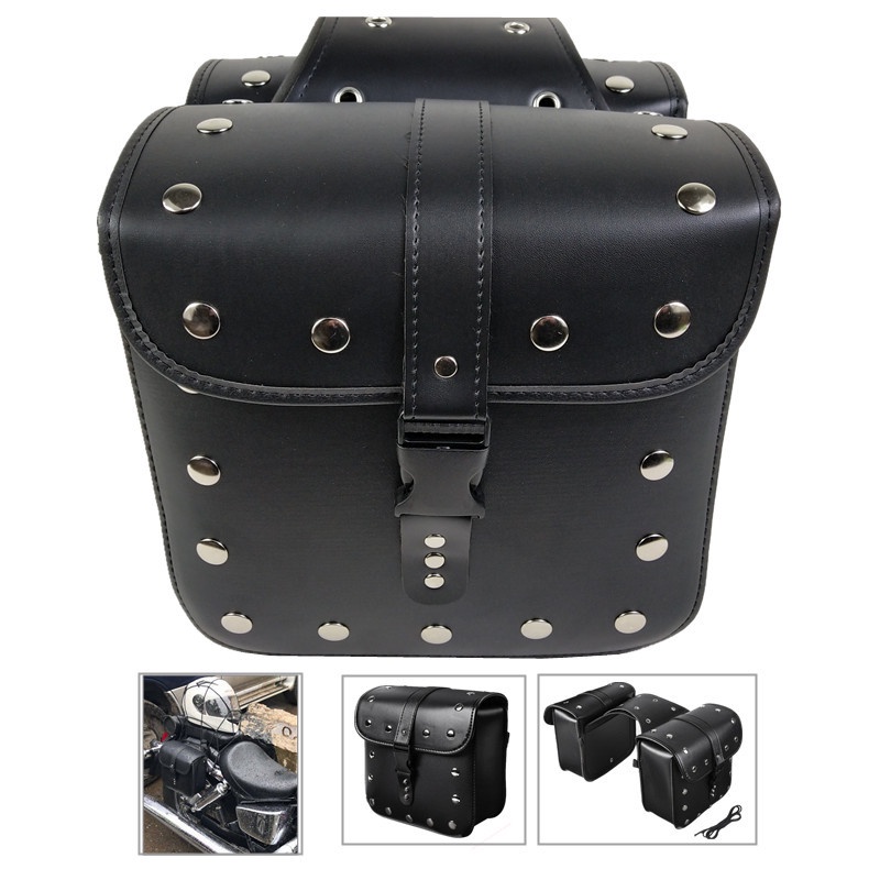 Motorcycle Side Bag Universal PU Leather Side Box Hanging Bag Side Bag Saddle Bag Kit Rider Bag