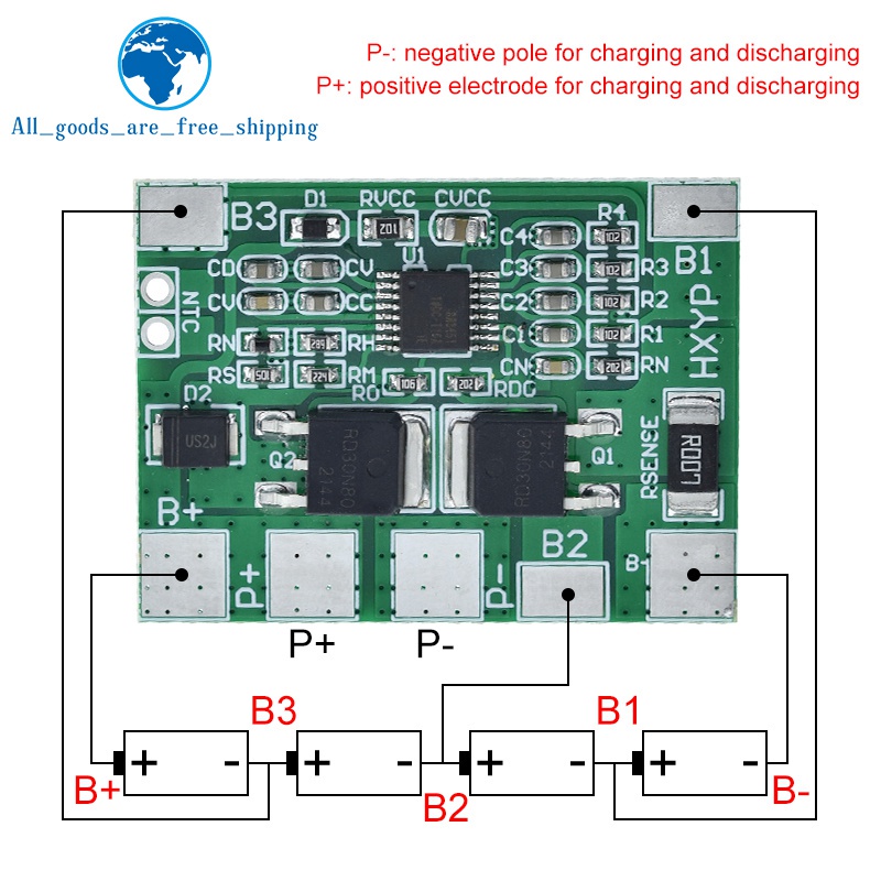4S LiFePO4 BMS 12,8V 60A – Batterie-Schutzplatine Mit Balancer, Alu-Kühlkörper, Gleicher Anschluss, Staubdicht & Feuchtigkeitsgeschützt