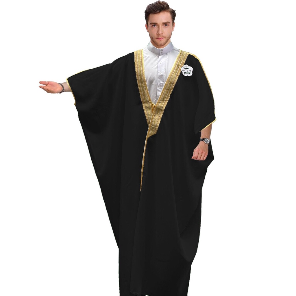 Made in Makkah Saudi Desert Dress Bisht BLACK CLOAK DRESS THOBE ISLAM ...