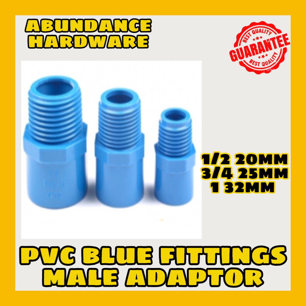 PVC BLUE PIPE FITTINGS MALE ADAPTER SIZES(1/2" 3/4"1") Shopee