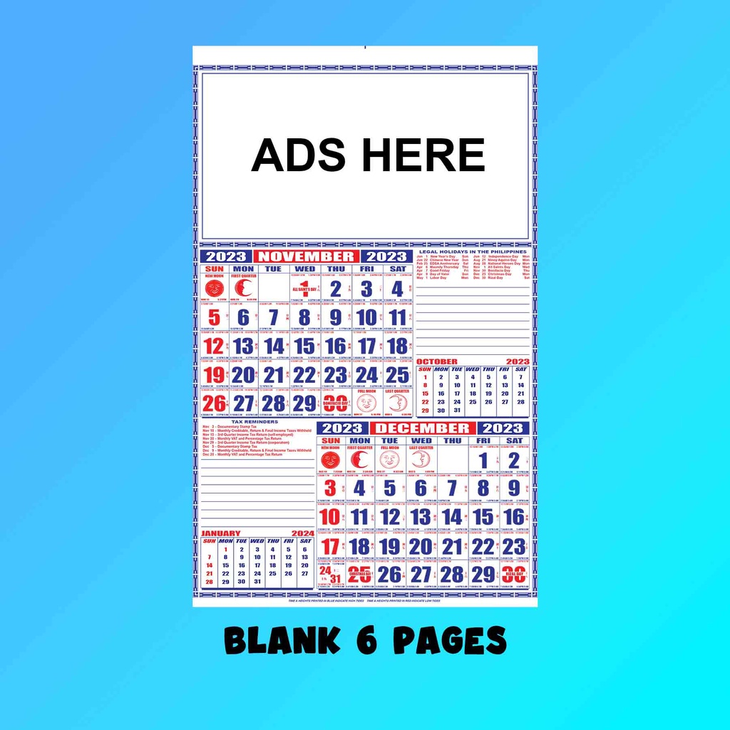 2024 BLANK COMMERCIAL CALENDAR LEGAL SIZE Shopee Philippines