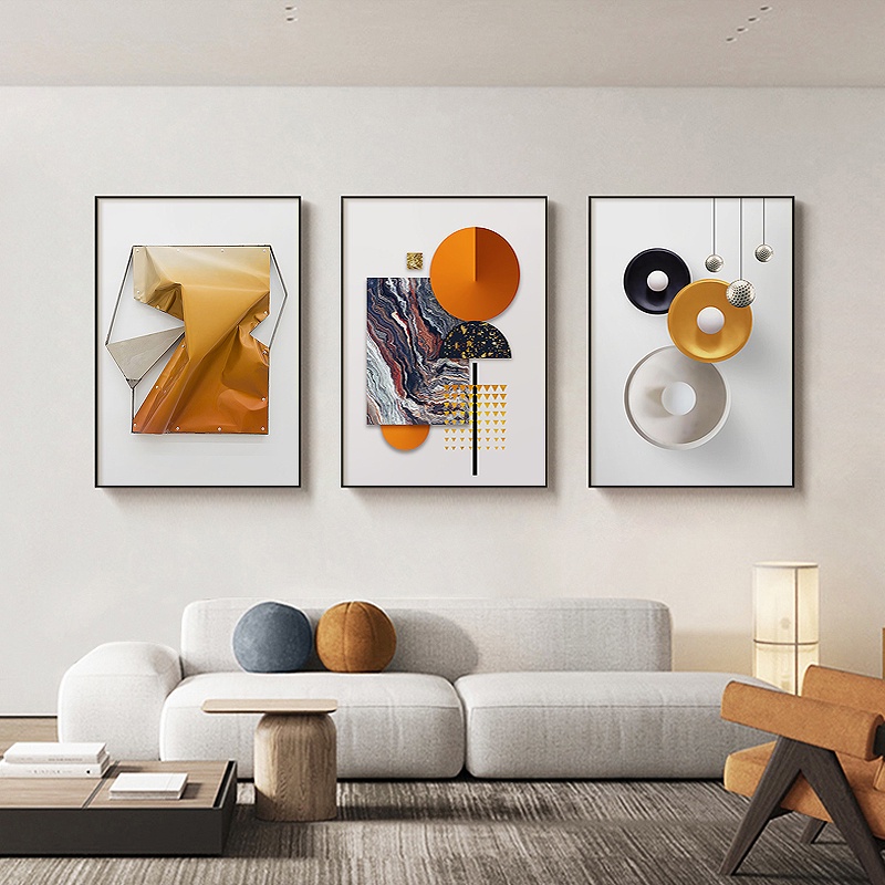 Wallpaper Adhesiv Wall Decor Abstract Orange Geometric Canvas Painting