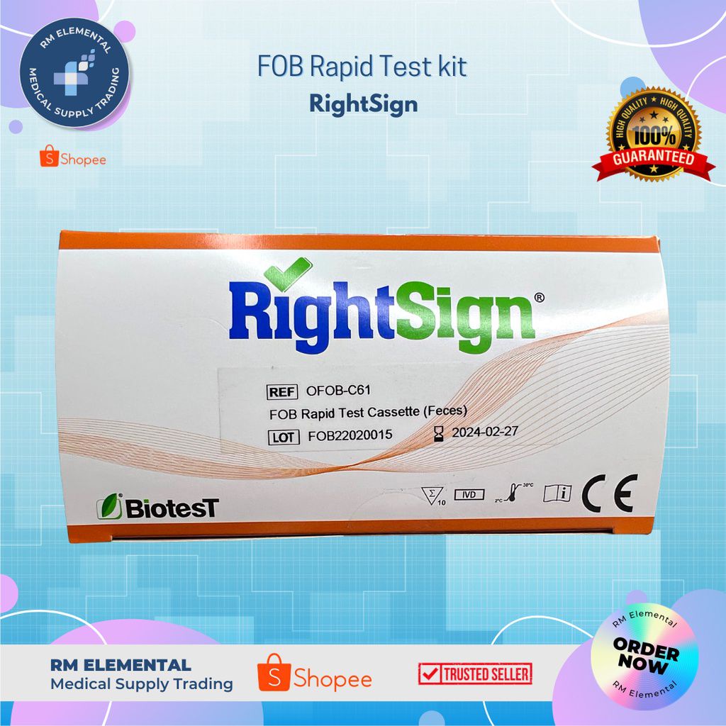 FOBt fecal occult blood Test kit RIGHTSIGN per BOX 10 pieces | Shopee ...