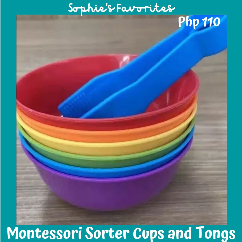 Montessori Sorter Cups and Tongs for Counting Bears, Sorting and ...