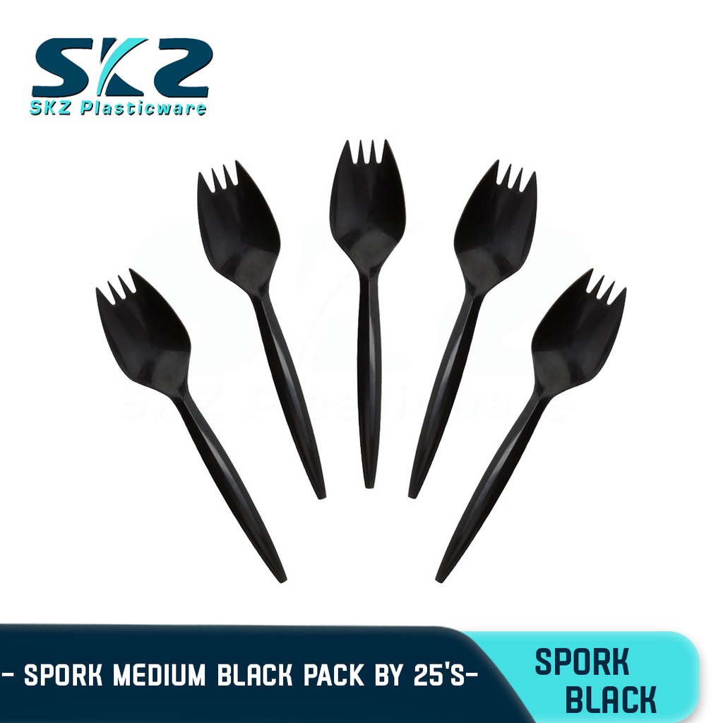 SKZ 1BOX DISPOSABLE SPORK BLACK 25PCS *100pack | Shopee Philippines
