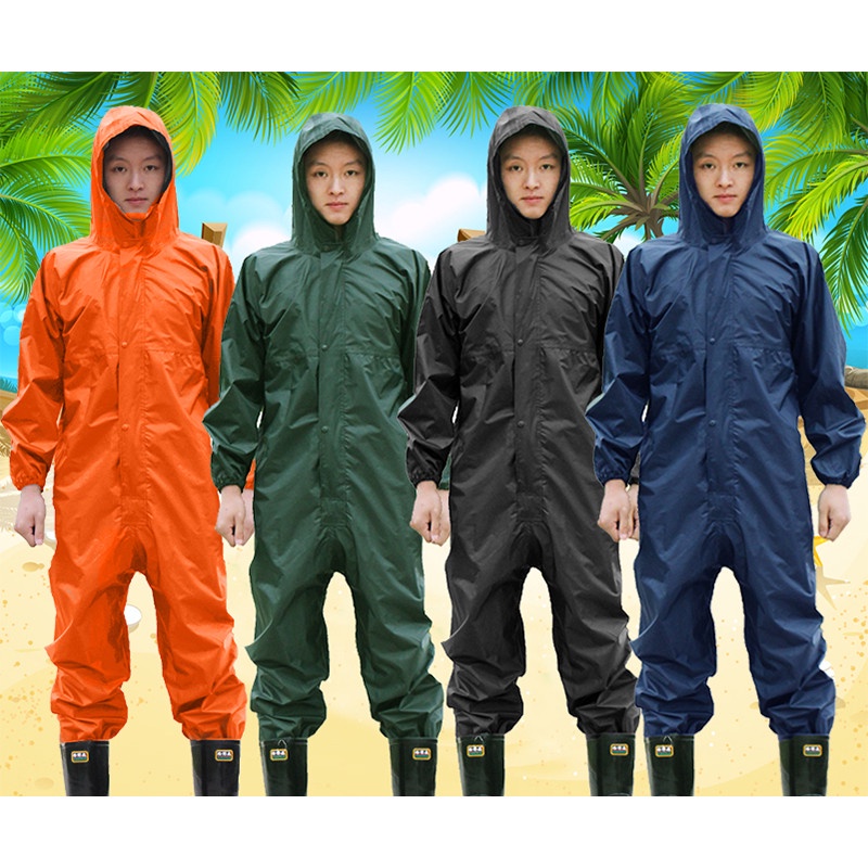 Working Coveralls Waterproof Hooded Raincoat Overalls Anti-oily