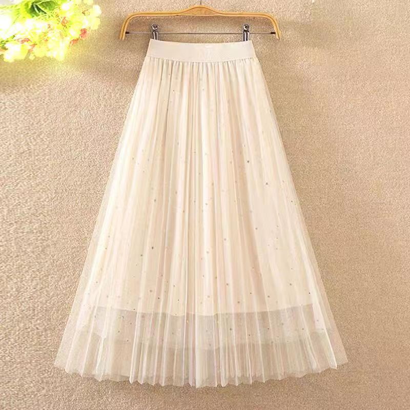 Summer BlingBling Mesh Skirt Fashion A Line Plus Size Elegant Casual