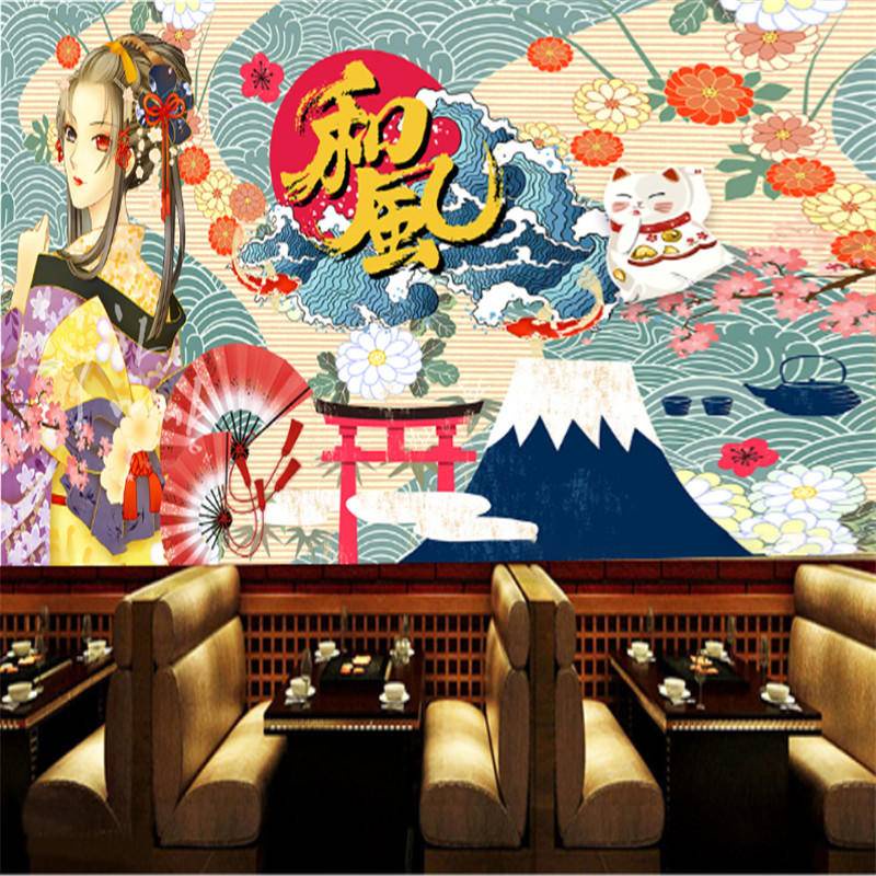 Custom Japanese Style Ukiyoe Food Restaurant Wallpapers Industrial ...