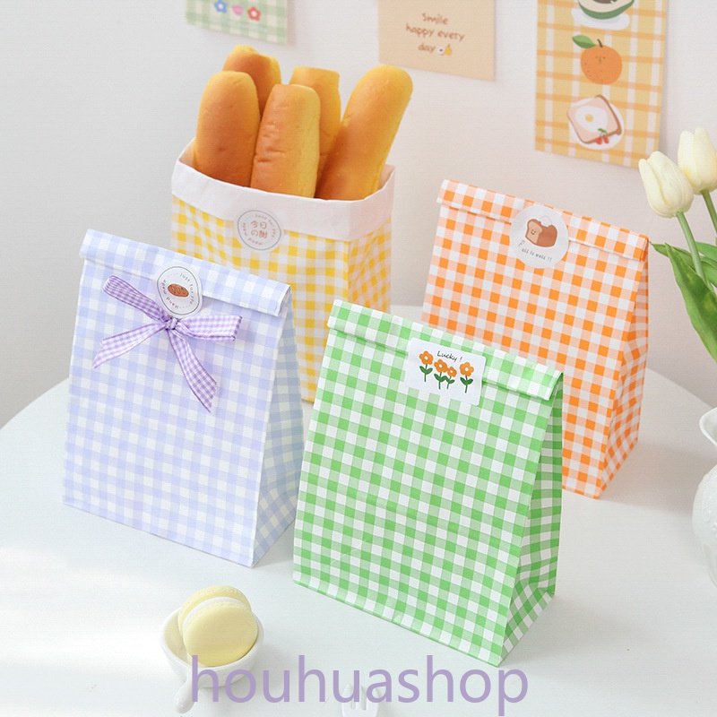 Checker wrapping paper ins wind Macaron paper bag candy biscuit bag ...