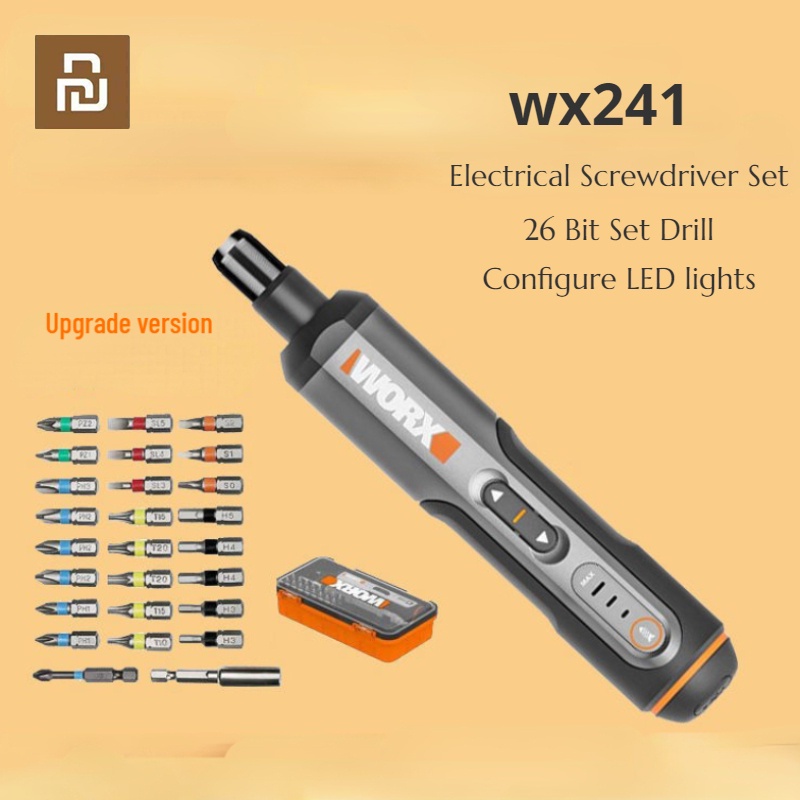 WORX 4V Lithium Screwdriver Kit – 30-Piece Accessory Set, 7-Torque SDS Chuck, LED Light, Precision Tool For Electronics, Furniture, & DIY
