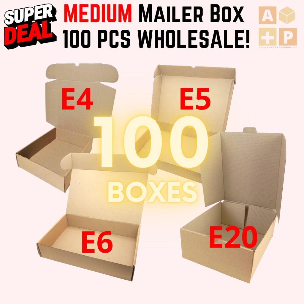 100 pcs (E4, 5, 6, 20) BOX ECO Mailer Carton Corrugated Packaging Paper
