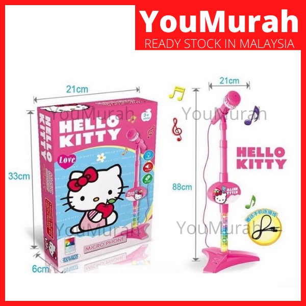 Hello Kitty Theme Singing Mic Kids Girls Microphone with Stand Connect ...