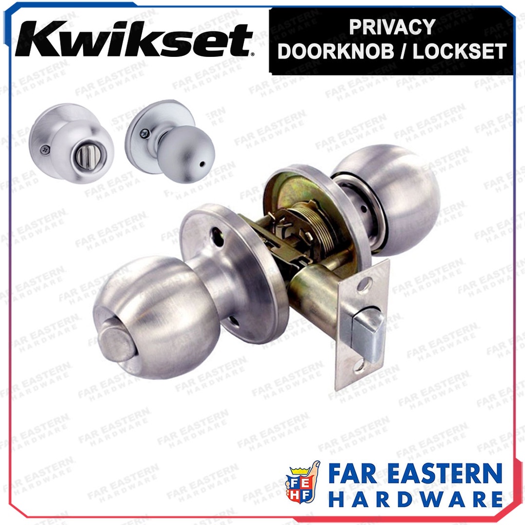 KWIKSET Doorknob Privacy Bathroom Lockset Door Knob Lock Set Satin