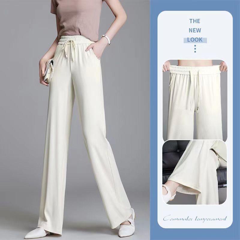 Cherry Women Ice Silk Thin Loose Slim Wide Leg Pants Trousers Shopee