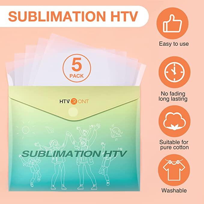 HTVRONT Clear Htv Vinyl For Sublimation 5 Pack 12" X 10" Matte Heat