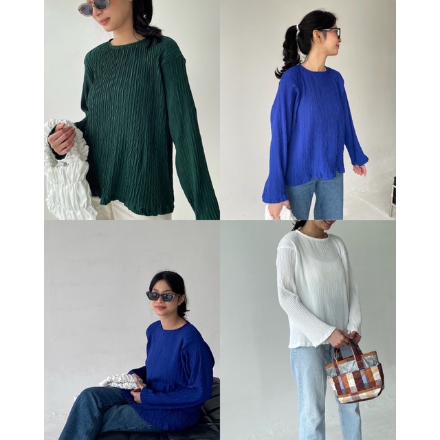 Basic Pleats Shirt (Long-Sleeve) | Shopee Philippines