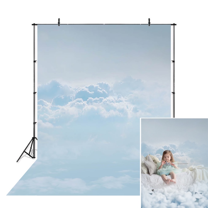 Blue Sky Clouds Kids Photography Background Child Red Plane Backdrop ...