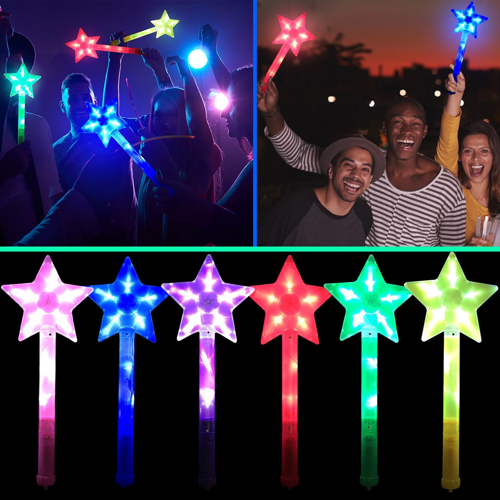 Led Stick Fivepointed Star Les Light Up Flashing Wand Princess Girl
