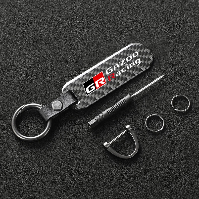 Car Key Chain Key Ring Carbon Fiber Keychain for Toyota GR Sport Gazoo ...