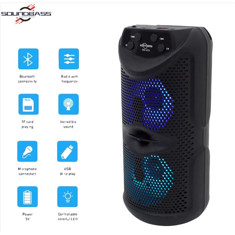 Extra Bass Portable Wireless Bluetooth Speaker Rechargeable With Support  TWS BT/USB/TF Card/FM Radio