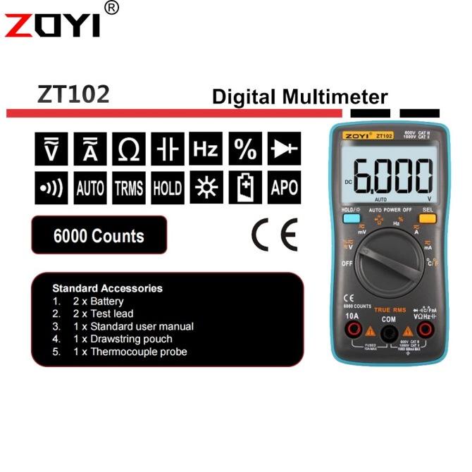 Original ZOYI ZT102 True RMS Multimeter Avometer Digital Multimeter