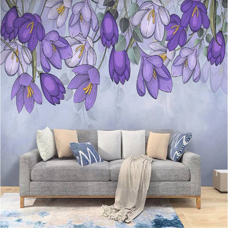 Custom Flowers Blooming American Pastoral Wallpaper for Living Room TV ...
