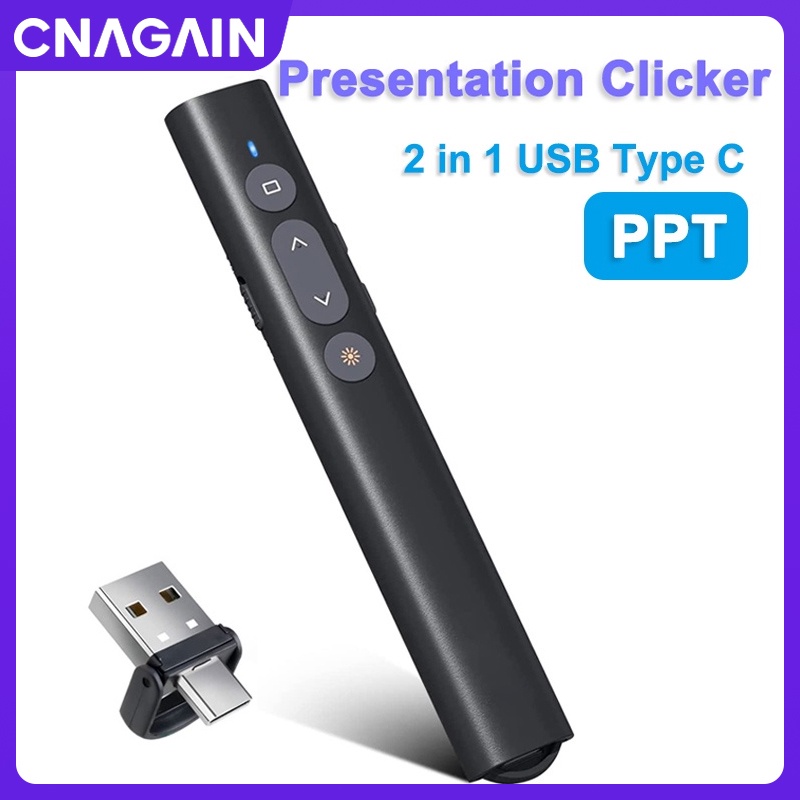 CNAGAIN Presentation Clicker for PowerPoint presentations, 2 in 1 USB ...