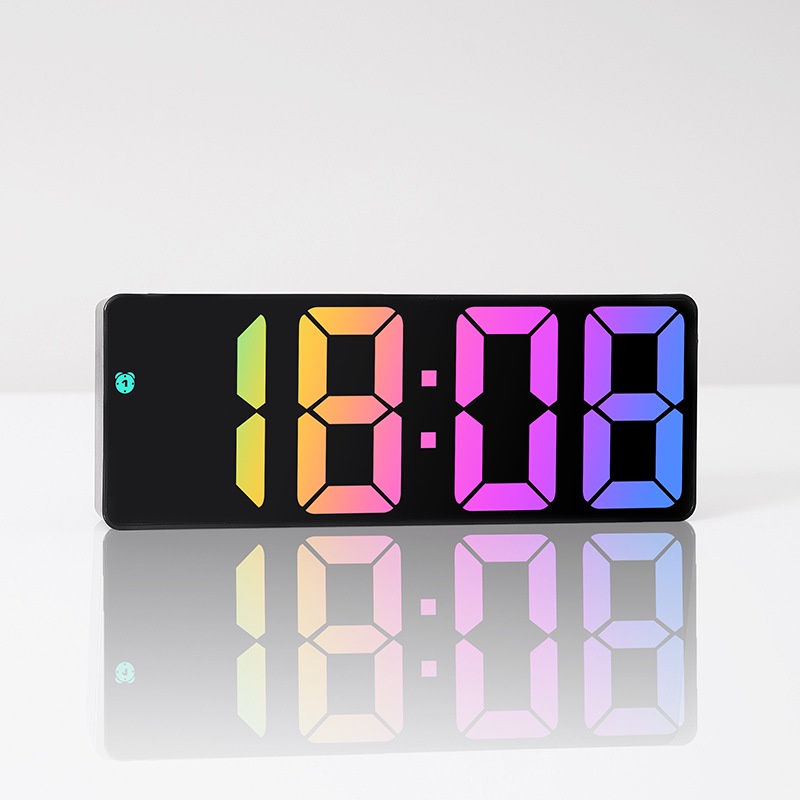 LED Digital Clock Colorful Wall Clock Bedside Alarm Clock 12/24H ...