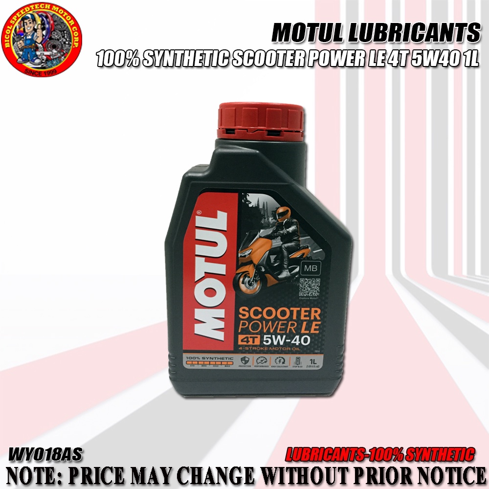 MOTUL LUBRICANTS-100% SYNTHETIC SCOOTER POWER LE 4T 5W40 1L