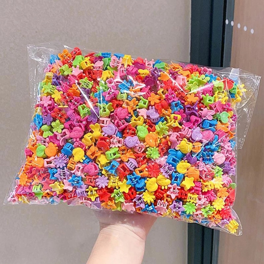 50PCS/Set Mini Hair Crabs for Girls Acrylic Cute Candy Color Flower ...