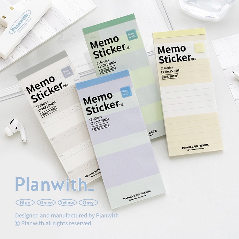 Penlab 60sheets Retro Color Tearable Memo Sticker Blank Line Weekly