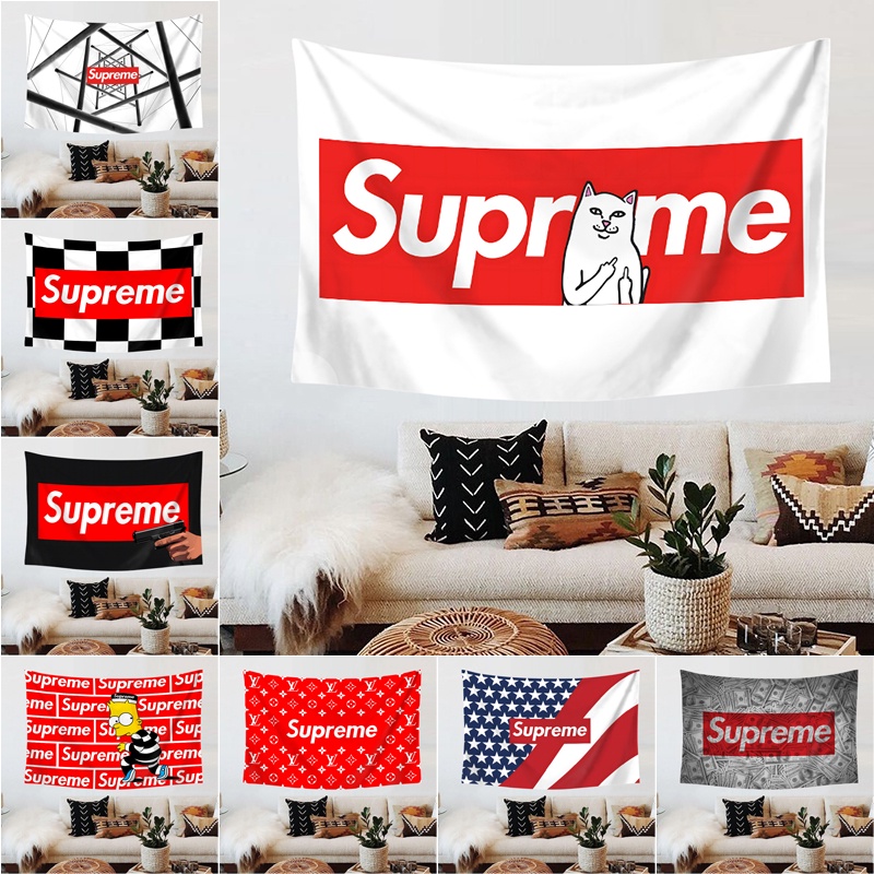 Supreme Wallpaper Wall Tapestry with Clips Polyester Tapestries Bedroom ...