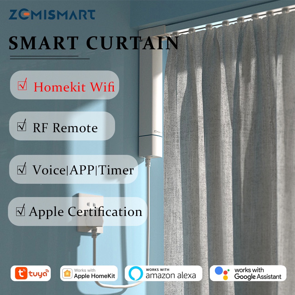 zemismart Homekit Wifi Sliding Curtain Electric Motorized Drapery ...