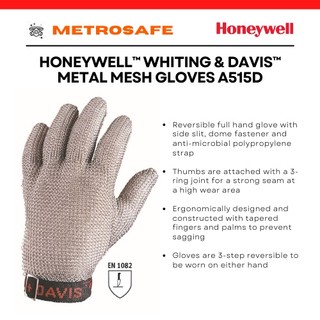 Honeywell North® Whiting Davis A515D Stainless Steel Metal Mesh Glove ...