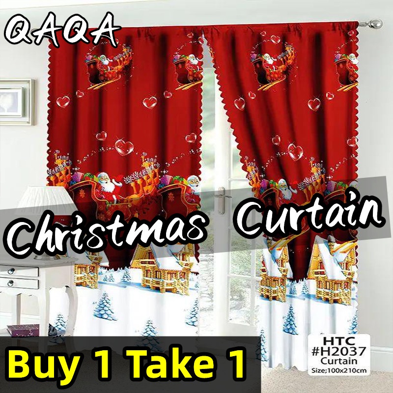 Christmas Curtain Sale For Window Set 3 In 1 Kurtina Sale For Window Curtain Waterproof 100
