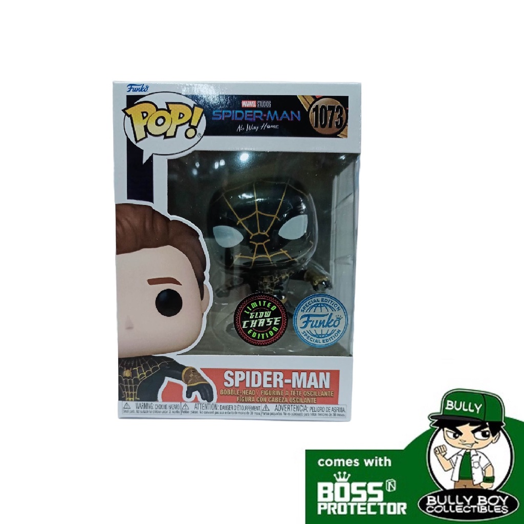 Pop Marvel Spider Man No Way Home Unmasked Spider Man In Black Suit Gitd Chase Fse 1073