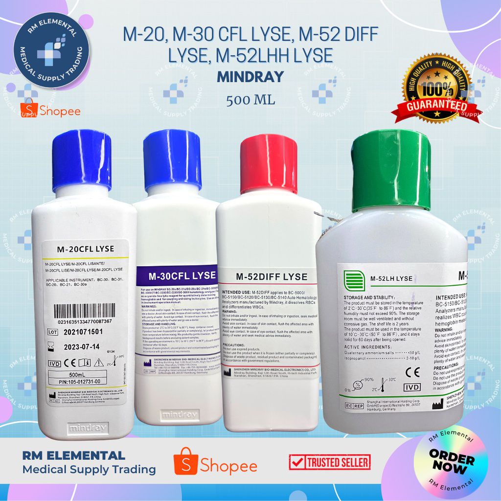 MINDRAY M-20, 30CFL LYSE, M-52 DIFF LYSE, M-52LH LYSE 500ML, M-6LD Lyse ...
