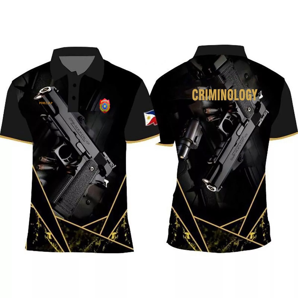 CRIMINOLOGY SECURITY BLACKFULL SUBLIMATION HIGH QUALITY POLOSHIRT